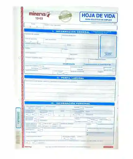 Hoja De Vida Forma Minerva Doble Ref 1003