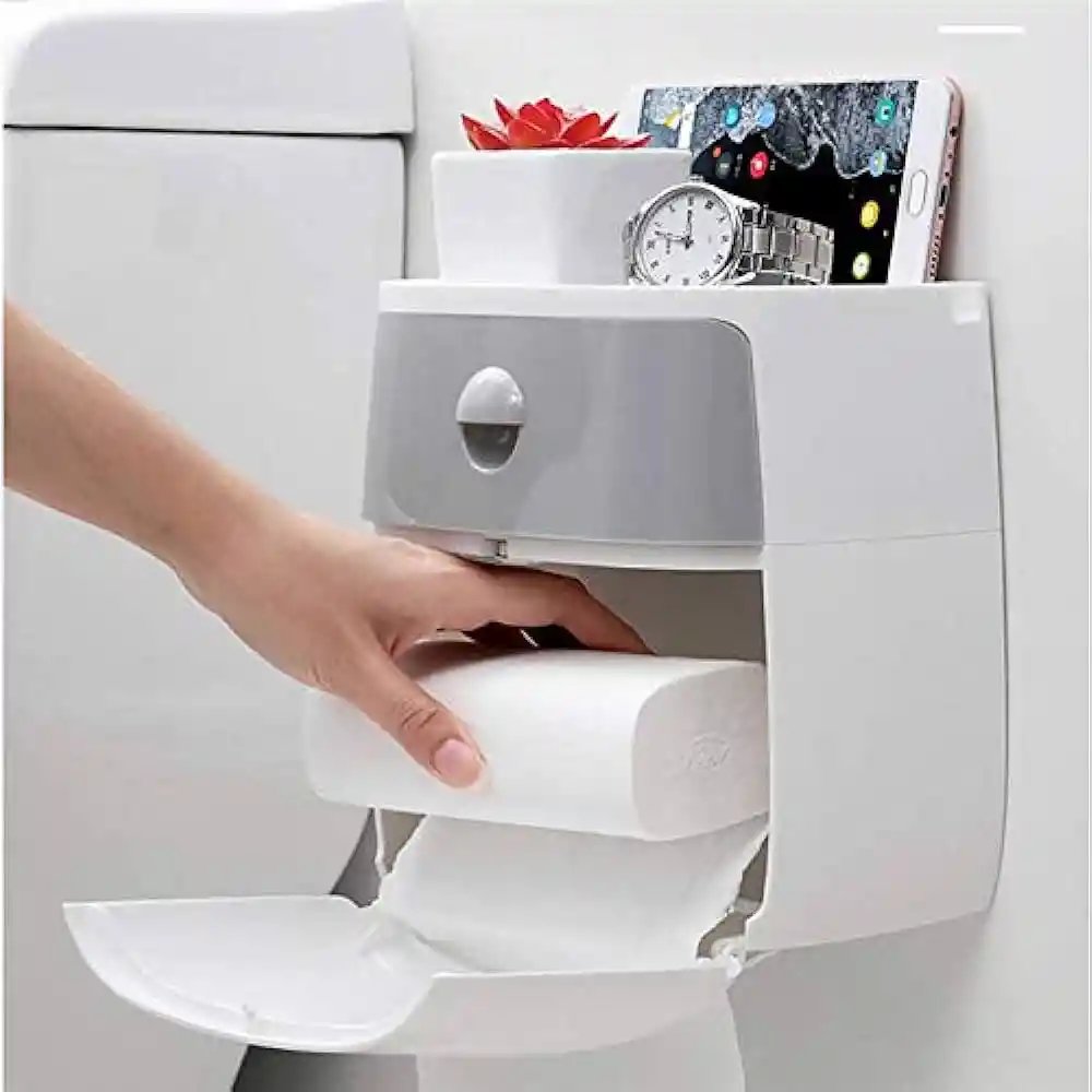 Dispensador De Papel Higenico Con Cajon Organizador De Baño