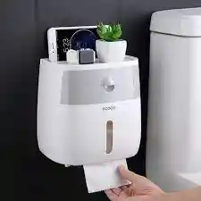 Dispensador De Papel Higenico Con Cajon Organizador De Baño