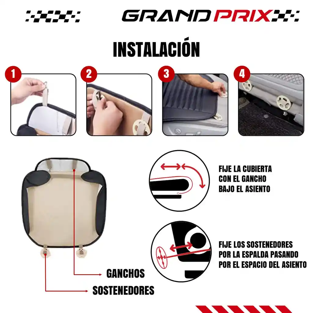 Cubre Asiento Protector Auto Ecocuero Universal Grand Prix