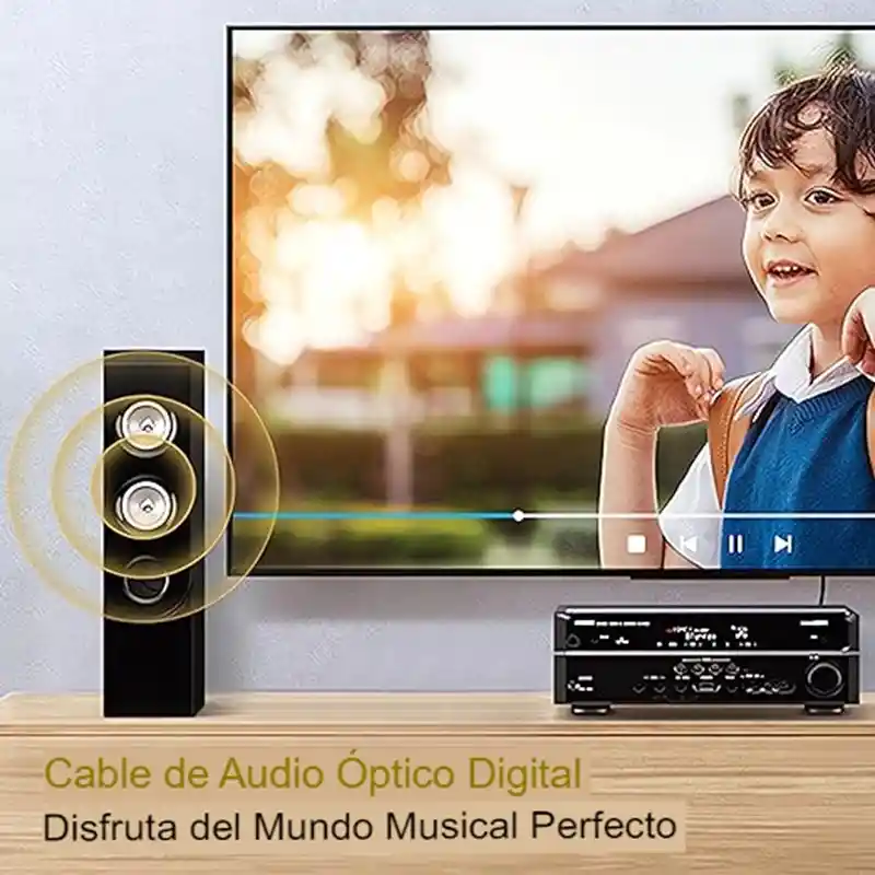 Cable De Audio Fibra Óptica Digital Negro De 5 Metros