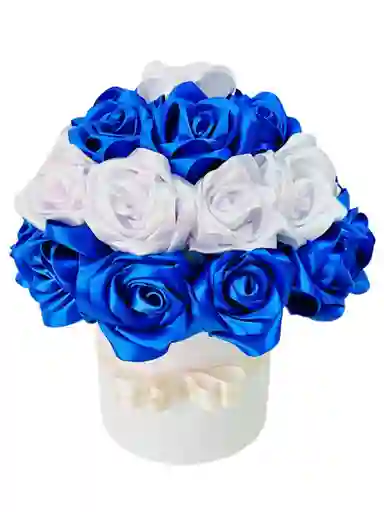 Regalo Especial Con Ramo Bouquet De Rosas Eternas Blanca /azul - Regalo Feliz Dia - Regalo Sorpresa