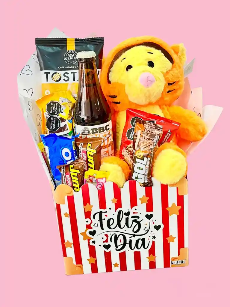 Regalo Especial Con Peluche De Tigger Café, Cerveza, Galletas Y Mas - Feliz Dia De La Madre - Regalo Feliz Dia