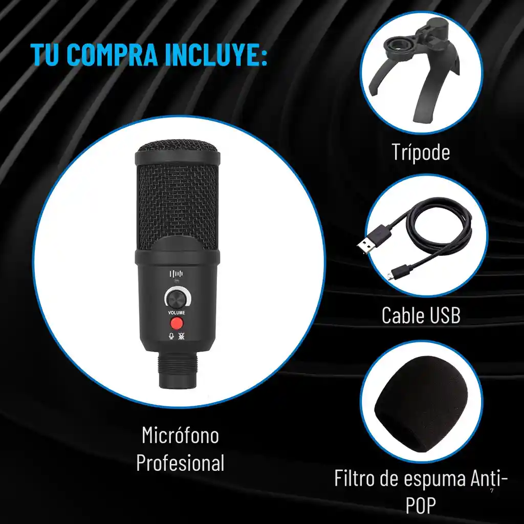 Microfono Condensador Cardioide Linkon Usb Tripode Vol Mute