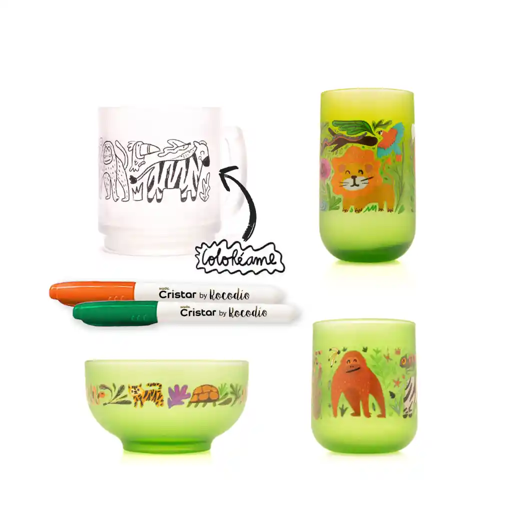 Set De Vasos Cristar X Kocodio Animales Salvajes