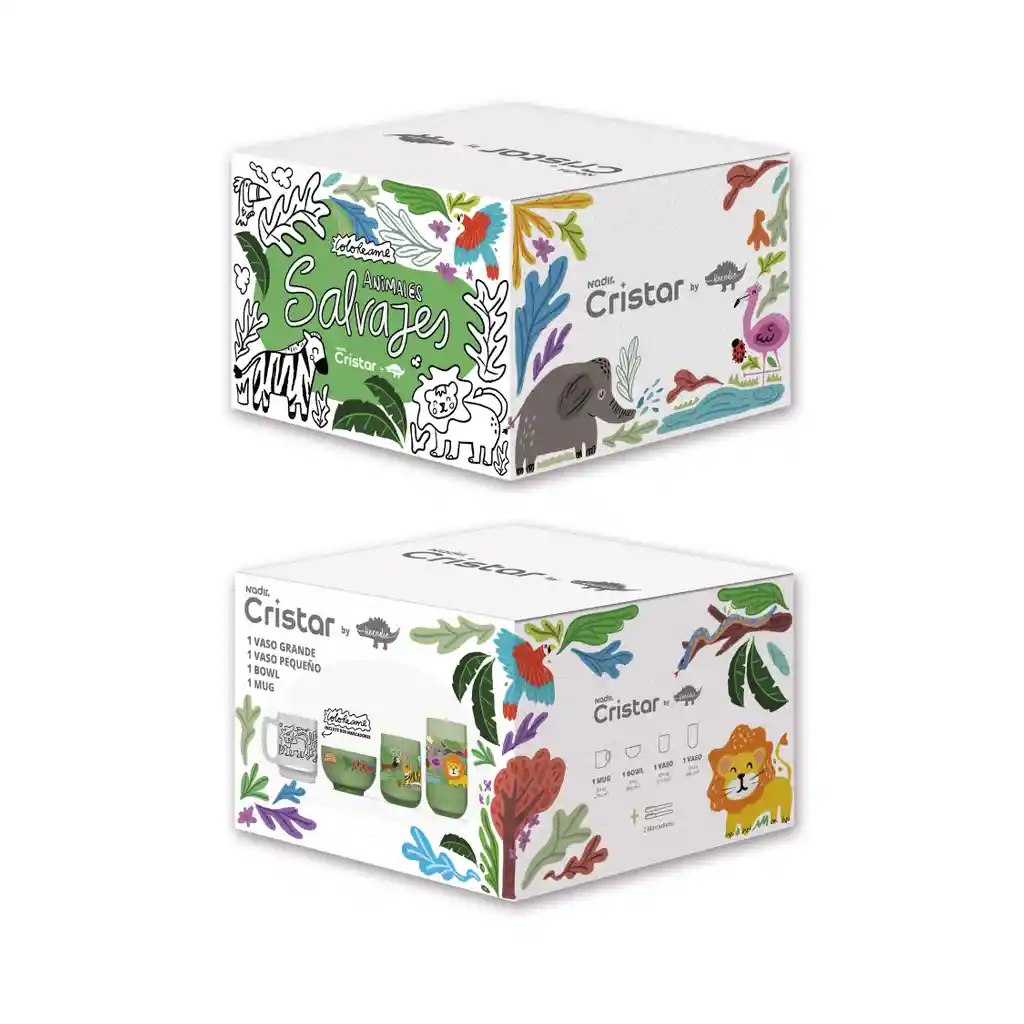 Set De Vasos Cristar X Kocodio Animales Salvajes
