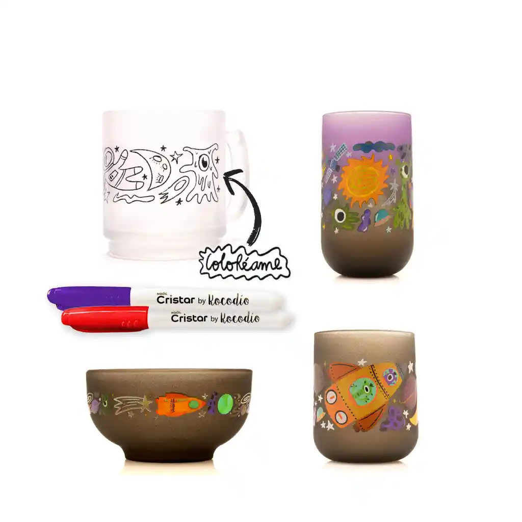 Set De Vasos Cristar X Kocodio Galaxia