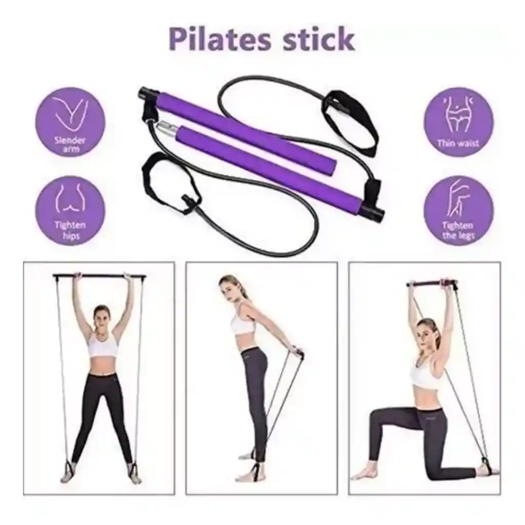 Kit Barra De Pilates Portátil Con Banda Elástica