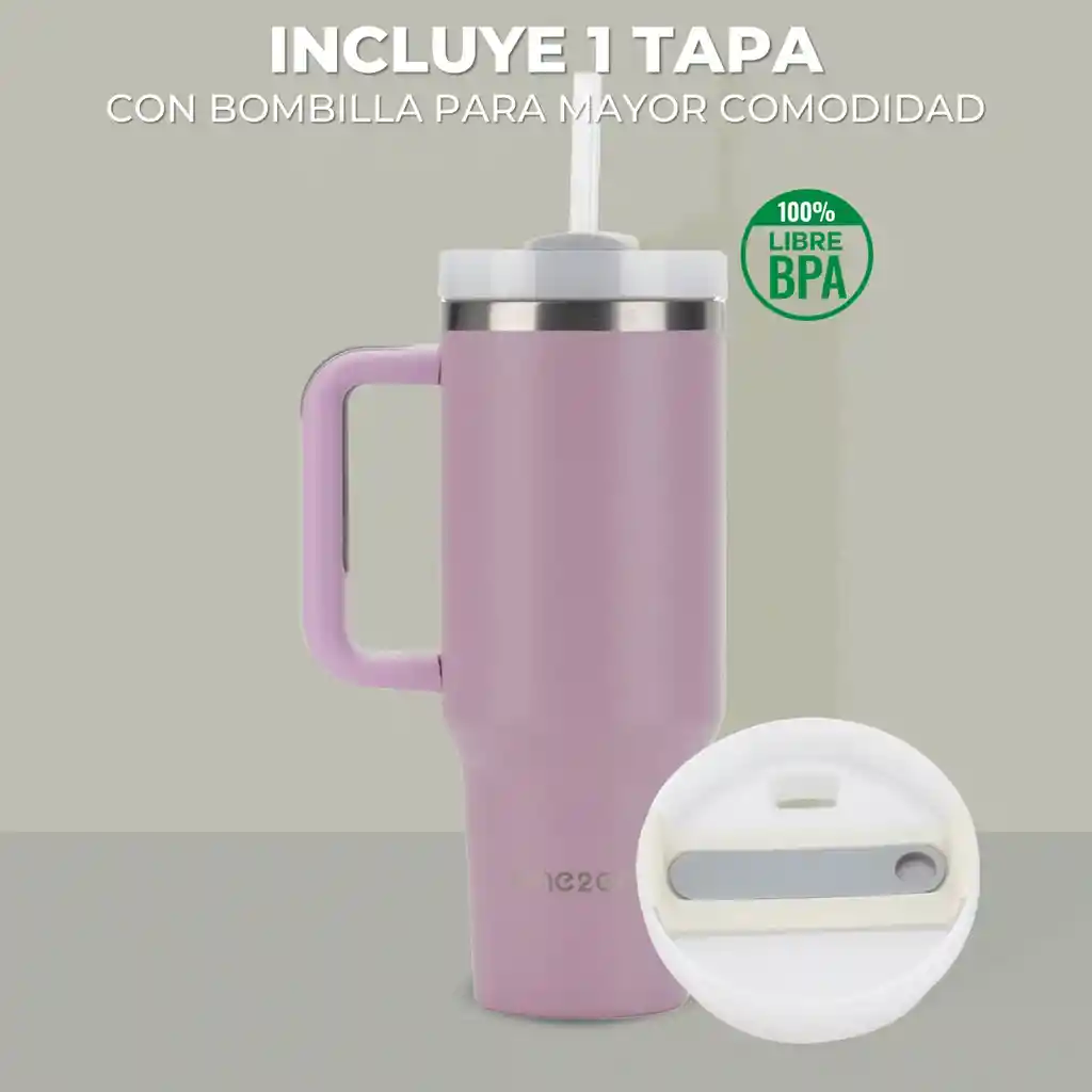 Vaso Termo Termico Manija Y Pitillo 1,2l One2go Acero Inox