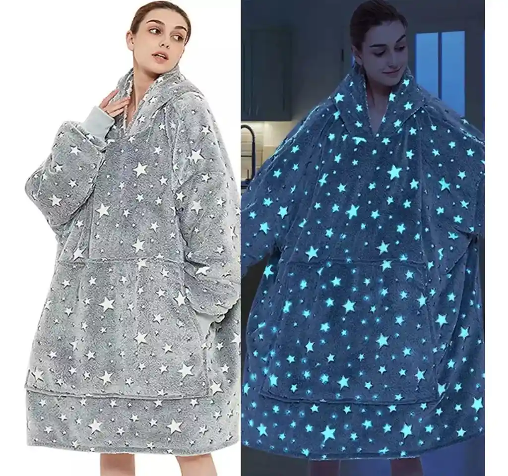 Abrigo Cobija Luminosa De Felpa Con Estampado De Estrellas