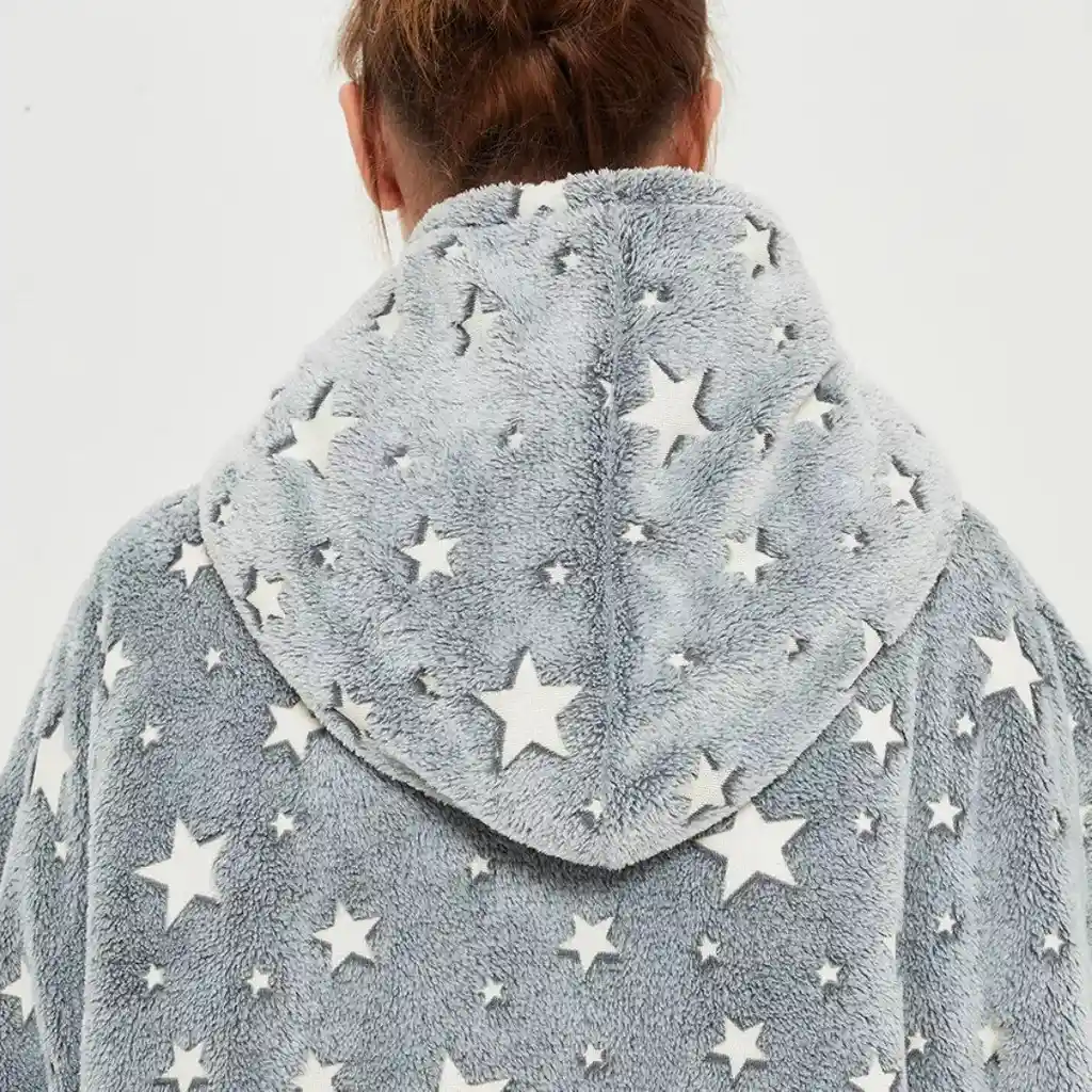 Abrigo Cobija Luminosa De Felpa Con Estampado De Estrellas