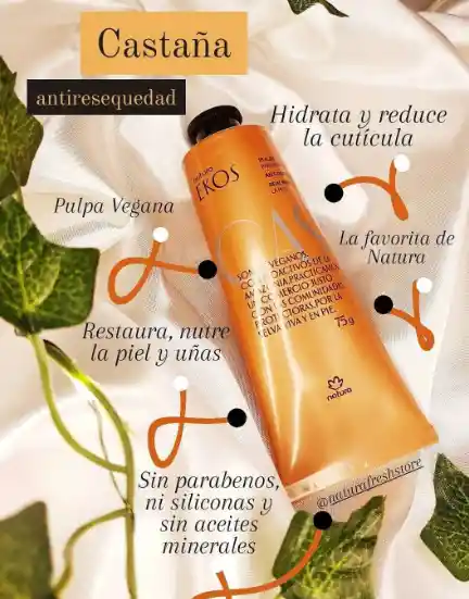 Crema Hidratante Pulpa Para Manos Antiresequedad Natura Ekos Castanha 75g