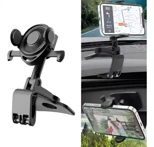 Soporte Para Celular Espejo Visera Parasol Tablero Gps 360°