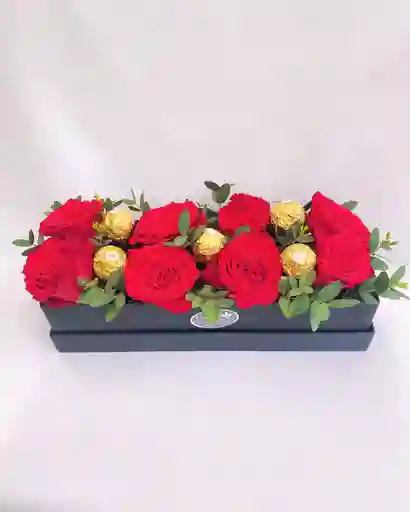 Caja Rosas Y Chocolates