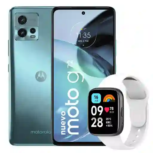 Motorola Moto G72 128gb, 6gb Azul + Xiaomi Redmi Watch 3 Active
