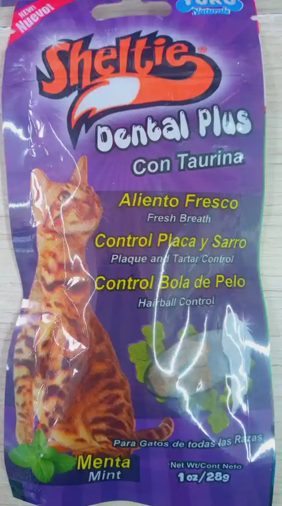 Sheltie Gato Dental Plus Con Taurina Sabor A Menta X 28g