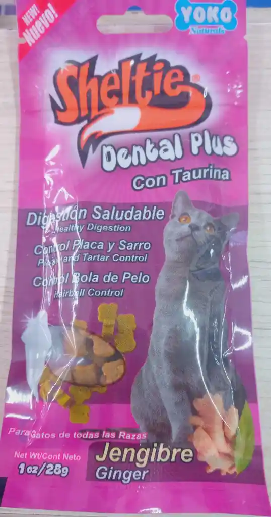 Sheltie Gato Dental Plus Con Taurina Sabor A Jengibre X 28g