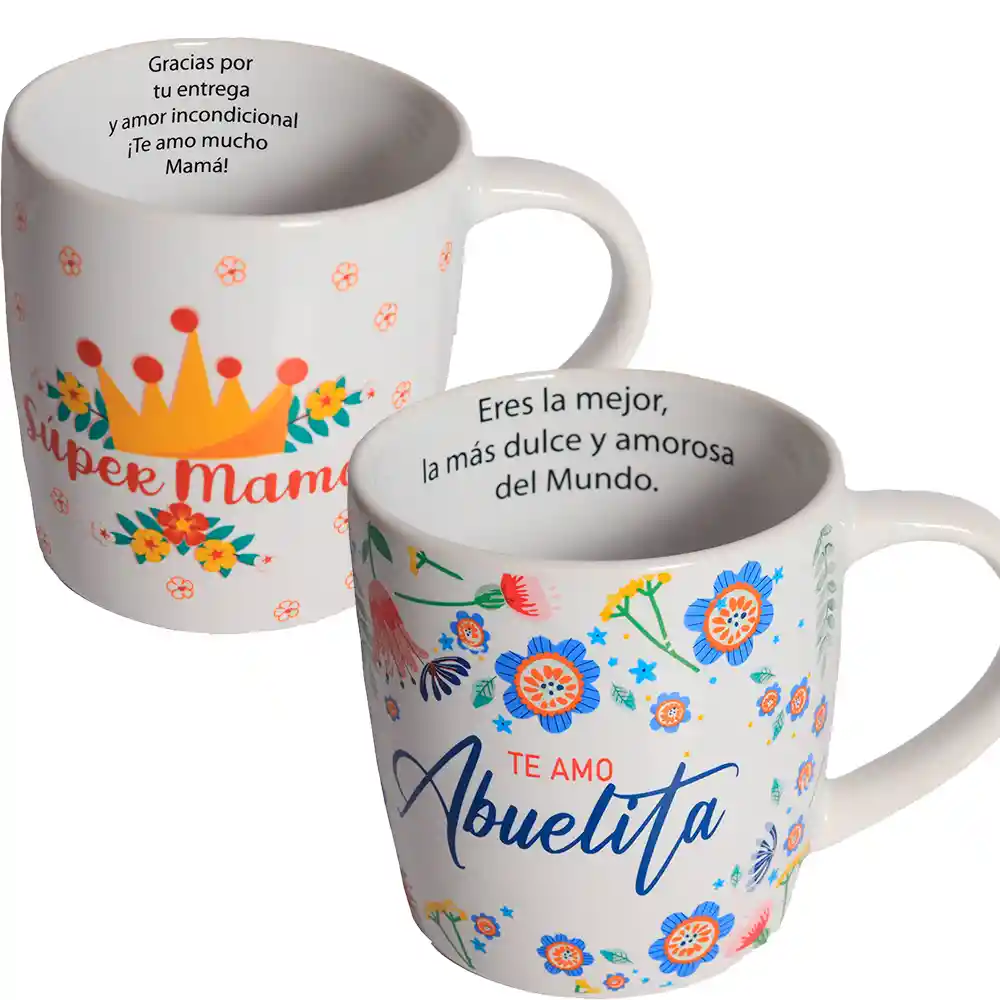 Kit Taza De Porcelana Para Mamá Y Abuela