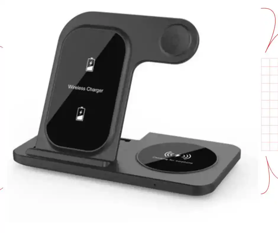 Cargador Inalámbrico 3 En 1 Escritorio Iphone/iwatch/airpods Color Negro