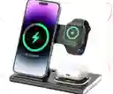 Cargador Inalámbrico 3 En 1 Escritorio Iphone/iwatch/airpods Color Negro