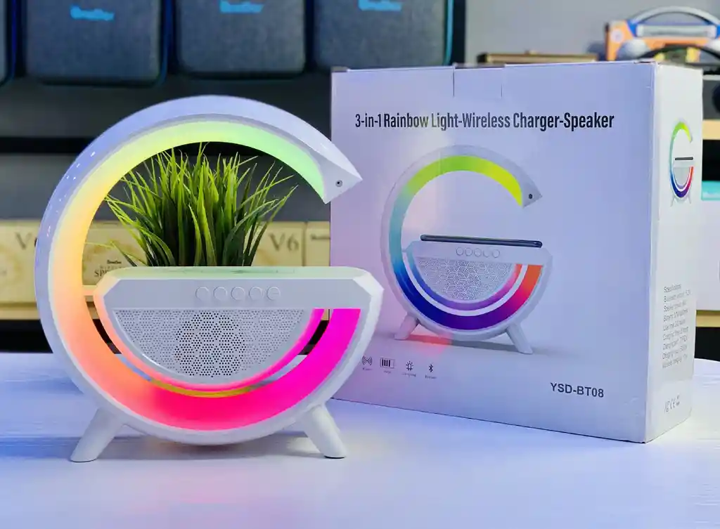 Parlante Inalámbrico De Carga Rápida: Luces Rgb Y Bluetooth