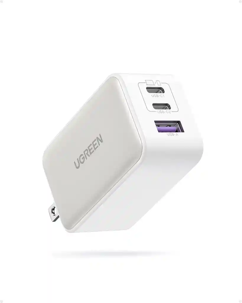 Ugreen Cargador Carga Rápida Gan Usb A, 2 Usb C 65w Blanco