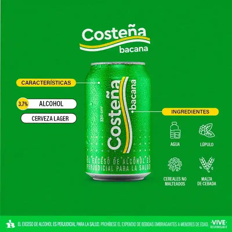 Costeña Bacana Cerveza En Lata Paca 24unidades