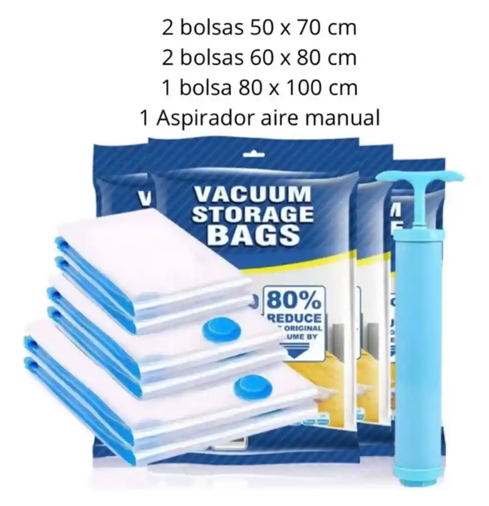 Kit De 5 Bolsas Empacadoras Al Vacío + Aspirador Manual