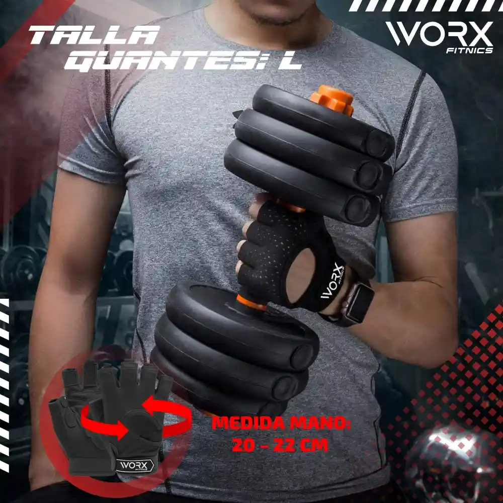 Guantes Gym Worx Entrenamiento Levantamiento Pesas - L