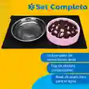 Plato Comida Perro Mascota Set Petpal Set Bebedero + Tapete