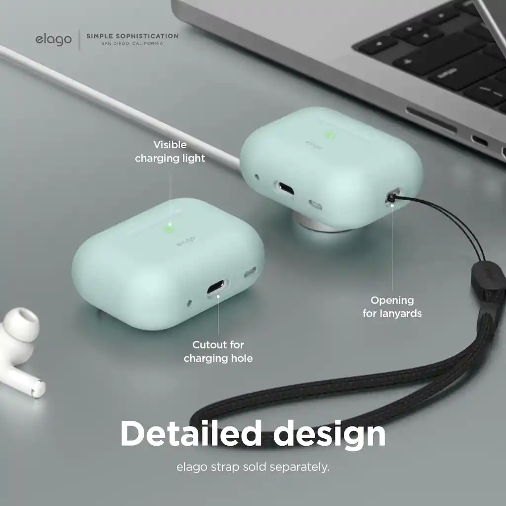 Elago Estuche Para Airpods Pro 2 Con Cordón En Verde Menta