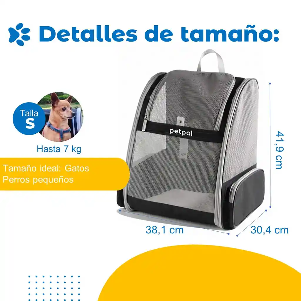 Bolso Tipo Morral Transportador Mascotas Gato Perro Petpal