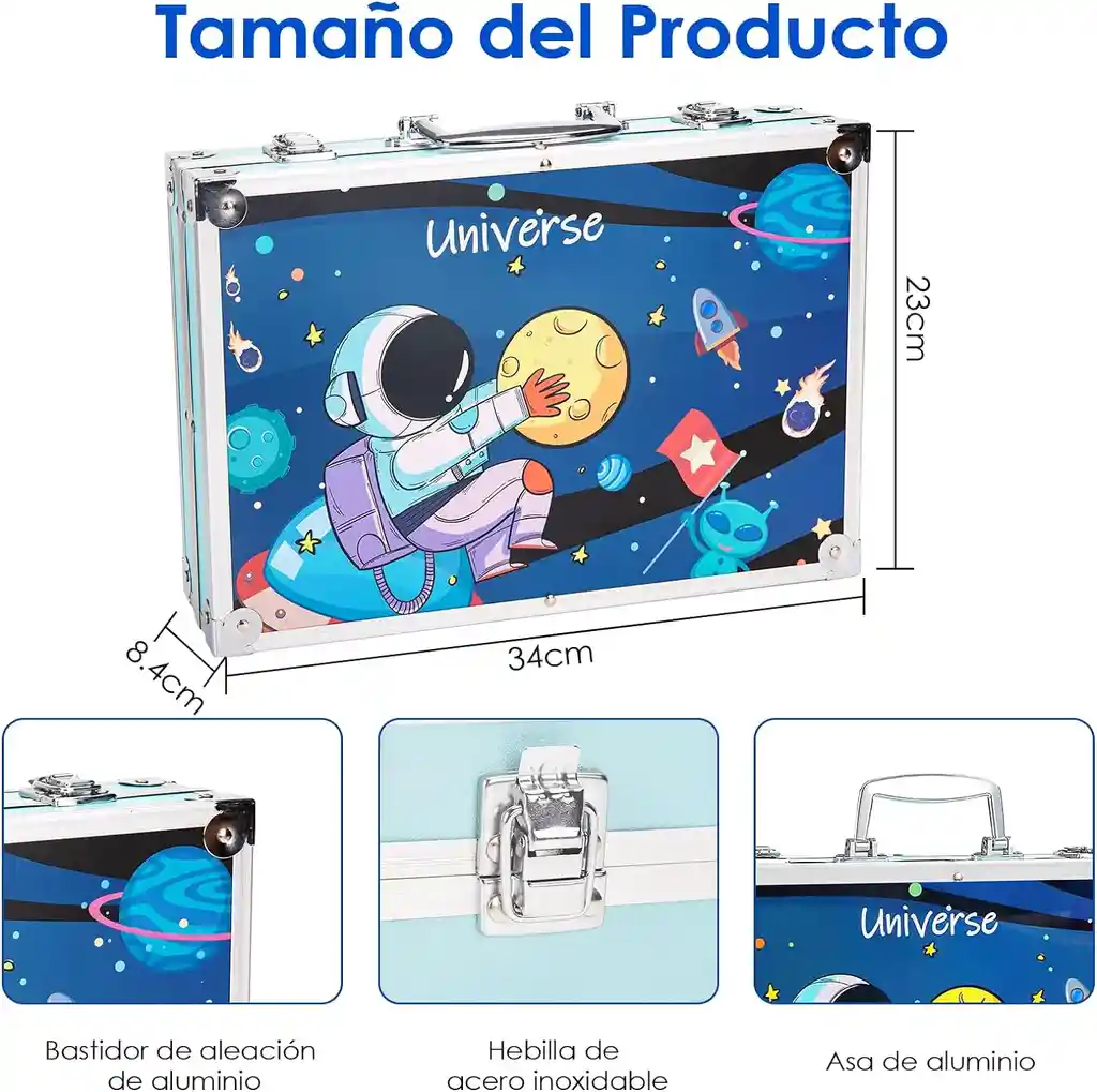 Set De Arte Profesional Plegable De Aluminio, 145 Piezas Kit De Dibujo En Color, Para Niños Y Adultos