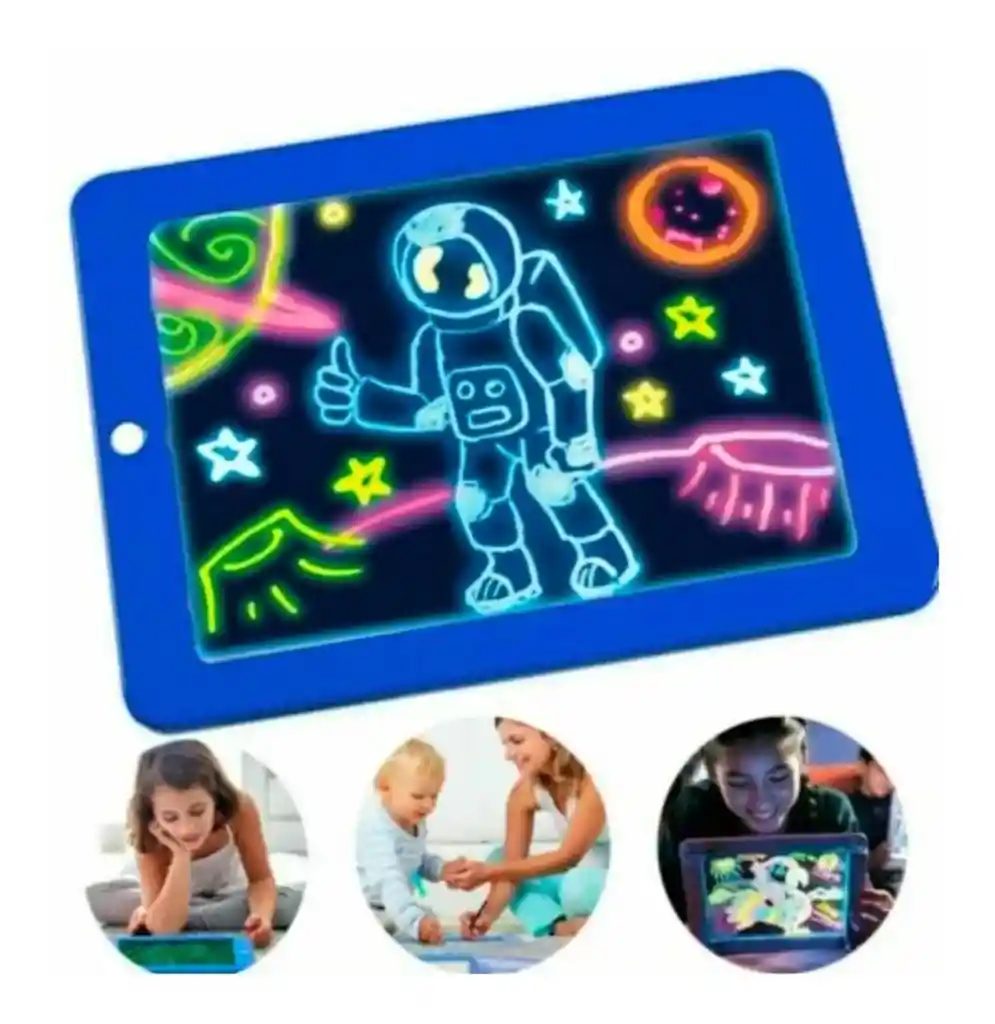 Magic Pad: Tableta De Dibujo Con Luz Led Y 6 Marcadores