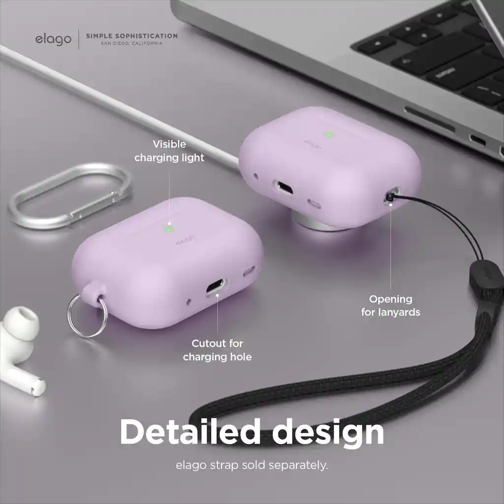 Elago Estuche Para Airpods Pro 2 Con Arnés Silicona Lavanda