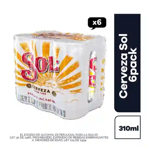 Sol Cerveza Lata 310ml Six Pack