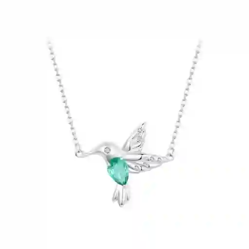 Collar Para Mujer Dije Pájaro Colibrí Cristal En Plata 925