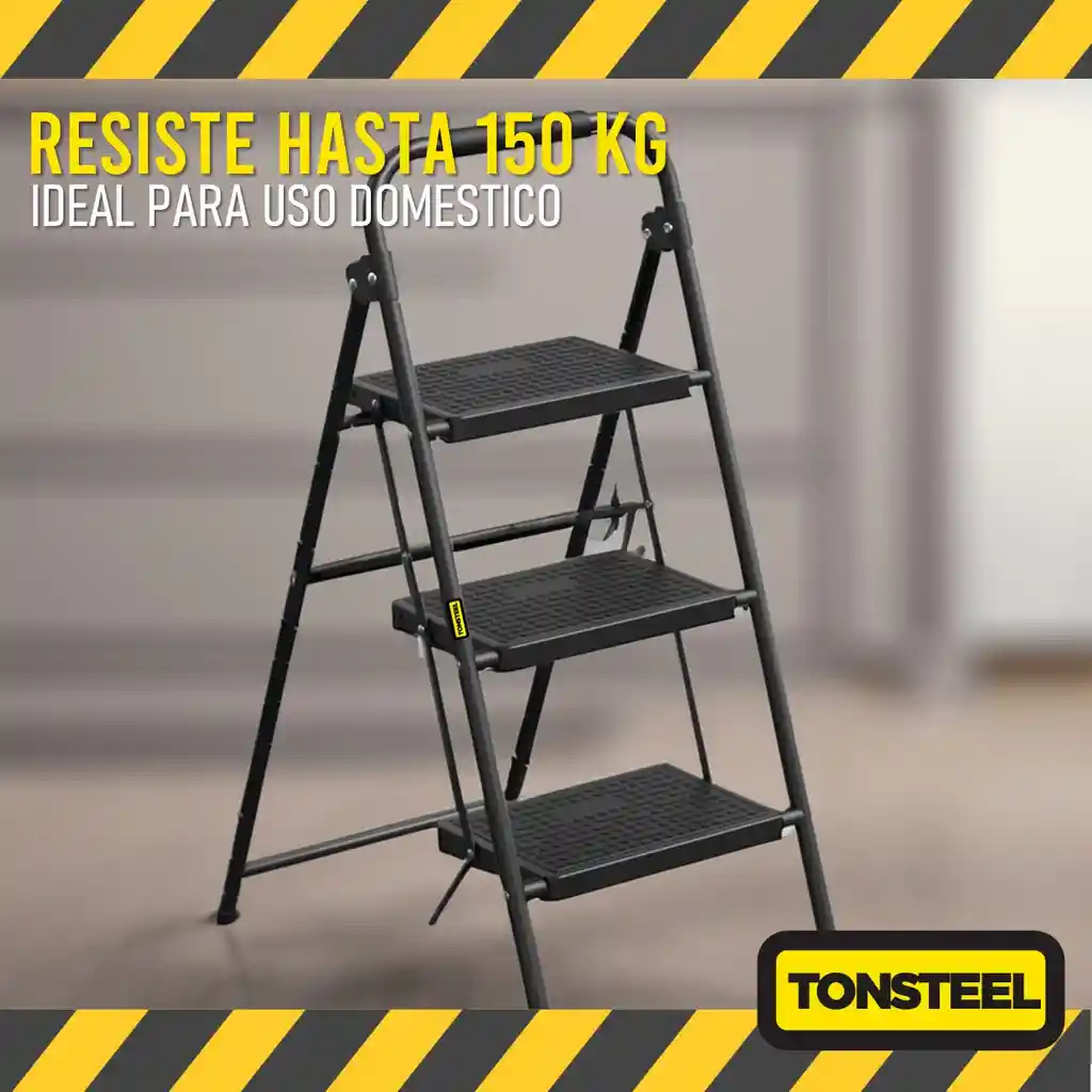 Escalera Plegable Multiuso De 3 Peldaños Ultra Resistente