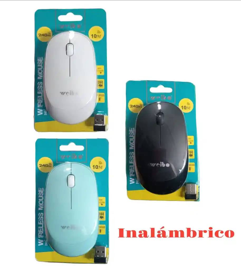 Mouse Inalambrico 2.4ghz Weibo 3200dpi Colores 10m