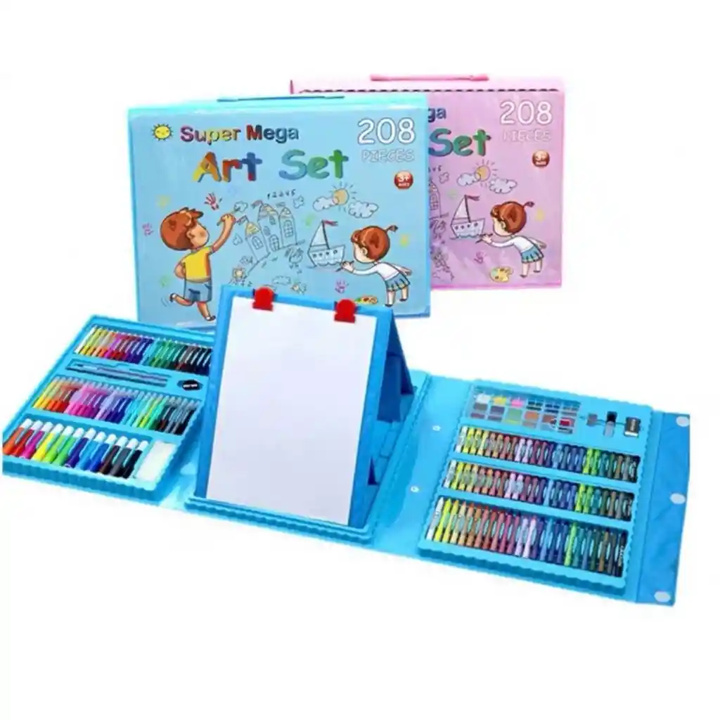 Set Arte Niños Maleta 208 Piezas Crayon Acuarela Plumon