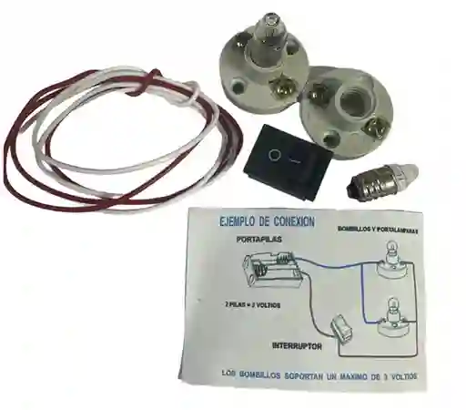 Kit Cuatro Trae Dos Rosetas Dos Bombillos Cable Electrico Y Un Interruptor Maqueta Experimento Escolar Universidades