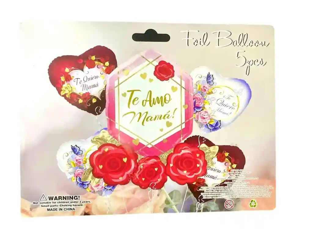 Bouquet Globo Metalizado Mama 5 Piezas Colores Surtidos