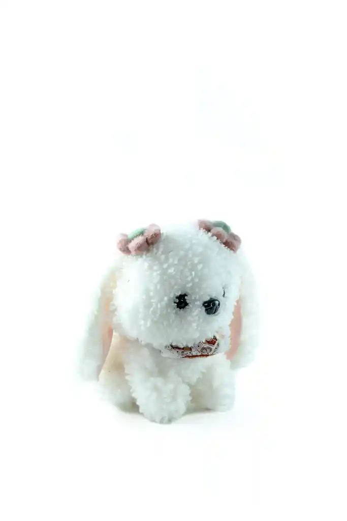 Peluche De Perro En Finas Texturas Blanco Y Café