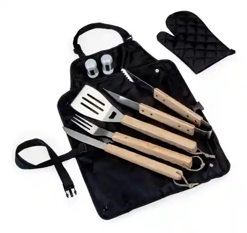 Kit De Delantales Para Barbacoa Cofap, Mango De Madera, 8 Piezas