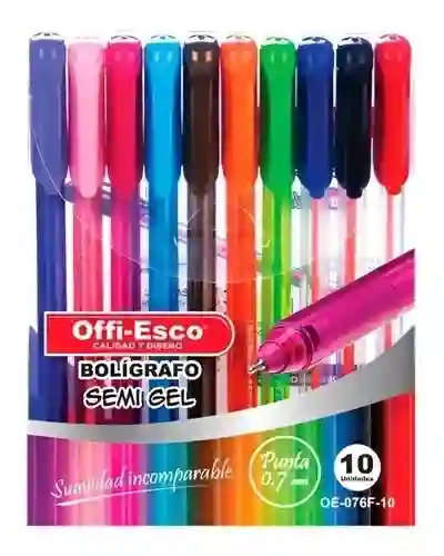 Boligrafo Semi Gel Colores Surtidos X 10 Offi Esco Oe-076f-10