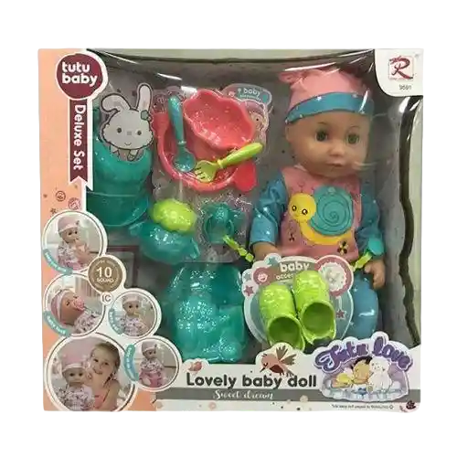 Juguete Muñeca Bebe Con Vasenilla Y Accesorios