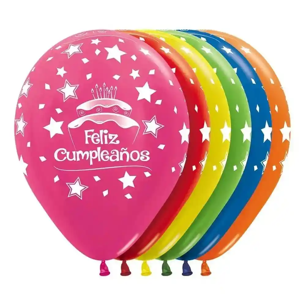 Bombas Globo R12 Metal Surtido Feliz Cumpleaños Torta Infinity X 10 Unidades