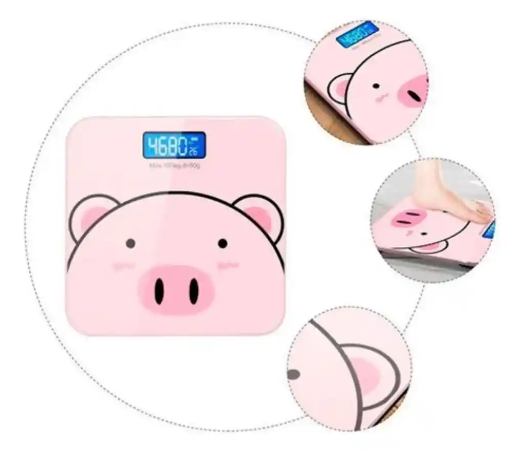 Bascula Digital Pesa Recargable Cerdito Animado 180 Kg