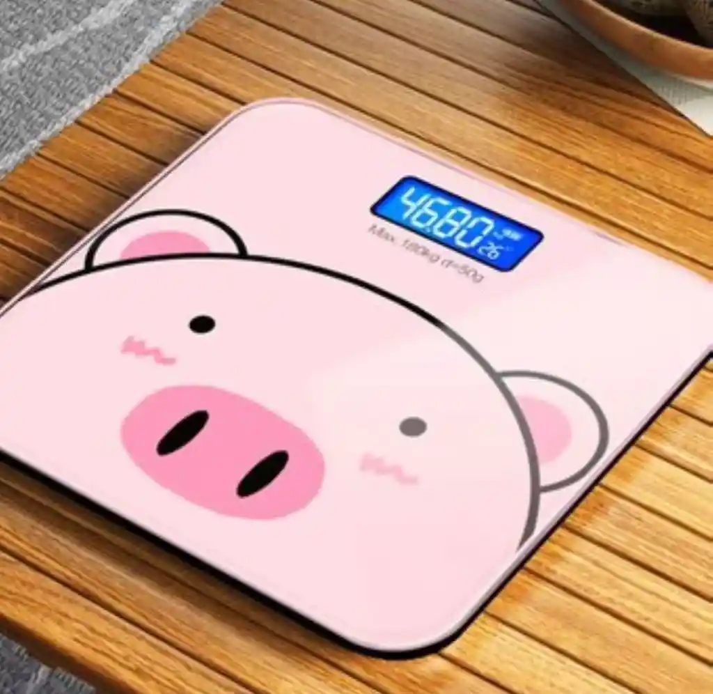 Bascula Digital Pesa Recargable Cerdito Animado 180 Kg