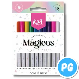 Caja De Plumones Kiut X12 Unds Magicos (cambian De Color Con El Marcador Blanco)